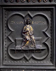 Temperance, panel F av South Doors of the Baptistery of San Giovanni, 1336 (brons)